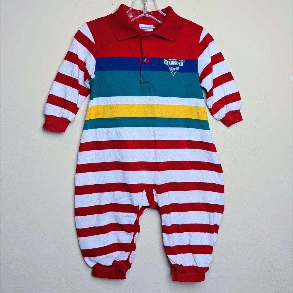 Osh‎ Kosh B'Gosh Vintage 90s Romper One Piece Size Coverall Jumpsuit 24 Months